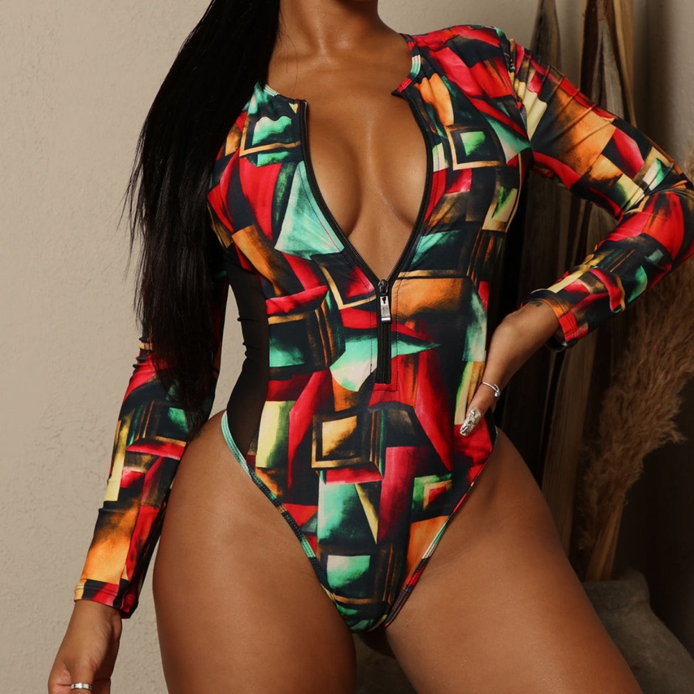 Miami art COLORFUL one piece swim suit